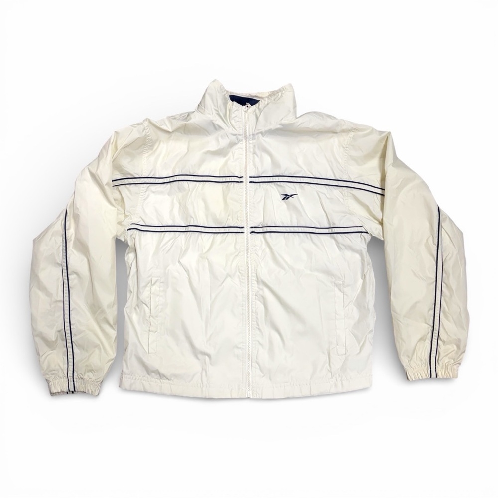 90’s Reebok Men's Cream Windbreaker Jacket - Large